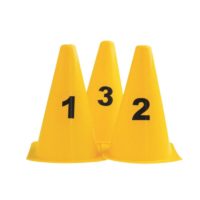 Set žltých kužeľov s číslicami 0-9