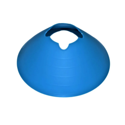 Blue exercise ball with a built-in handle on top, intended for fitness or core workouts.